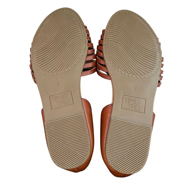 Time and Tru Herarche Sandals Women's Size 7 Brown Memory Foam Flat Shoes NWOT - Picture 6 of 7